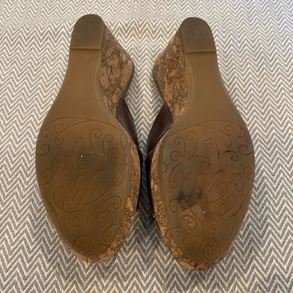 Brighton Woman’s Wedge Metallic Cork  Platform Sandals